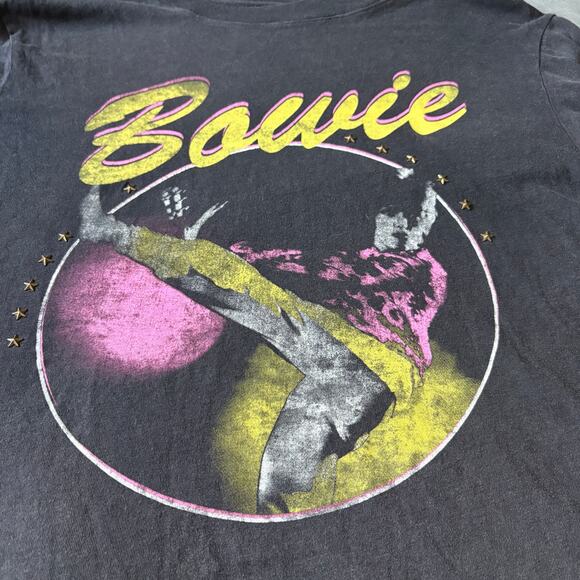 David Bowie Vintage Graphic Band Tee Black Distressed Rock Shirt Y2K Concert Y2K - Picture 6 of 9